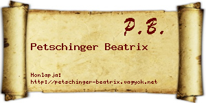 Petschinger Beatrix névjegykártya